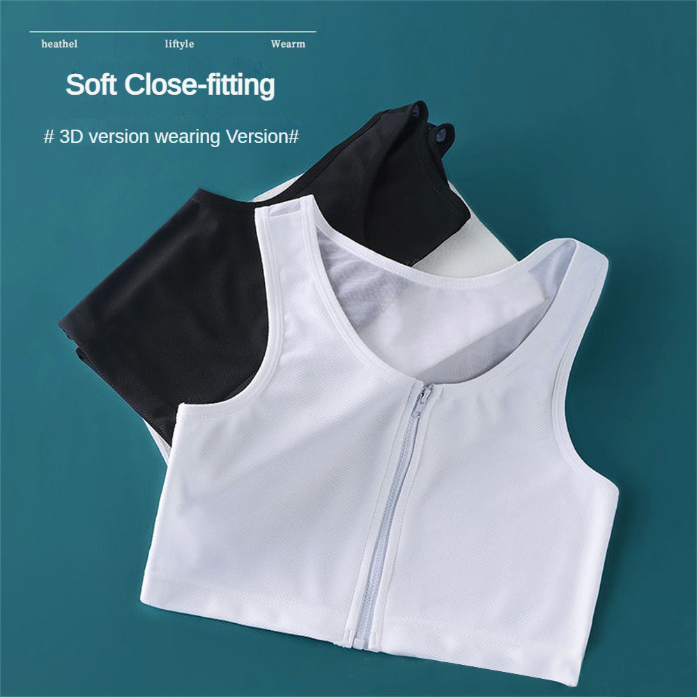 เสื้อรัดหน้าอกแบบซิปหน้า สีดำ ไร้ตะเข็บ สั้น ระบายอากาศได้ดี สำหรับผู้หญิงสไตล์ทอมบอย คอสเพลย์ ทรงแบน ป้องกันการหย่อนคล้อย สปอร์ต เสื้อกั๊ก GOODDAY ราคา ถูกที่สุด ดีลบีเคเค แกลเลอรีภาพที่ 7