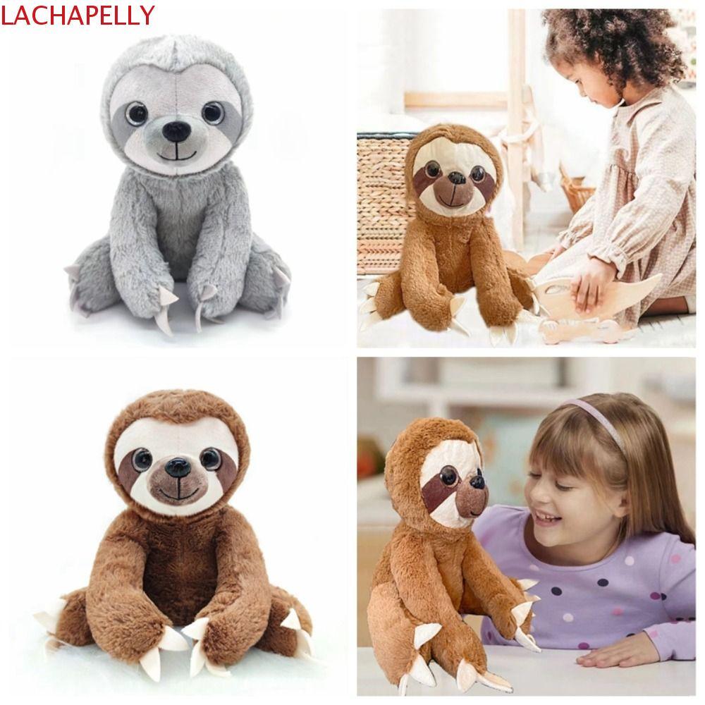 LACHAPELLY ตุ๊กตา Sloth, Soft Comfort Big Eyes Sloth ตุ๊กตาของเล่น,สําหรับตุ๊กตาสัตว์สีน้ําตาลสีเทา 