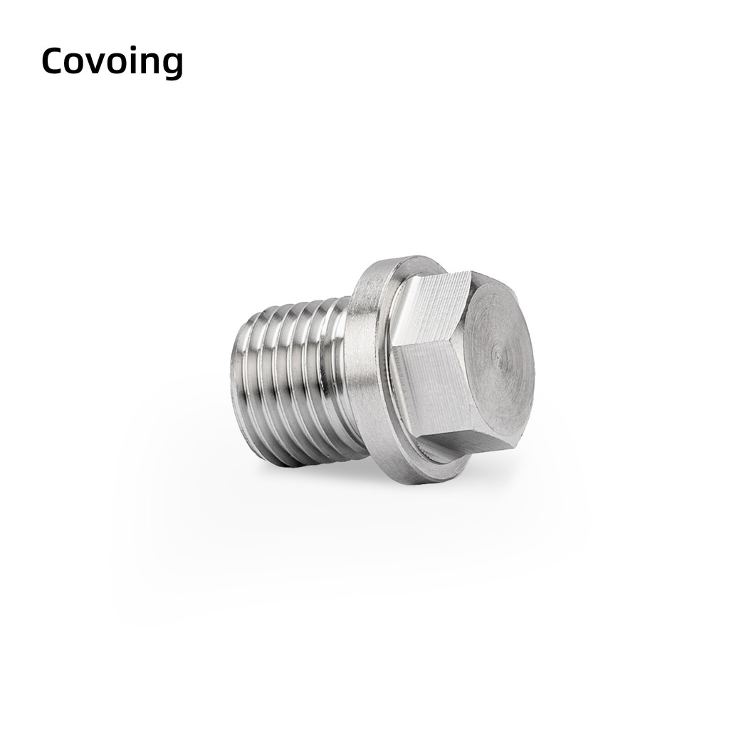 Covoing ปลั๊กปิดเกลียวนอก สแตนเลส 304 หกเหลี่ยม มีขอบหน้าแปลน ซีล ED ป้องกันการรั่ว ทนแรงดันสูง ใช้อุดท่อน้ำมัน ระบบไฮดรอลิก 4 หุน