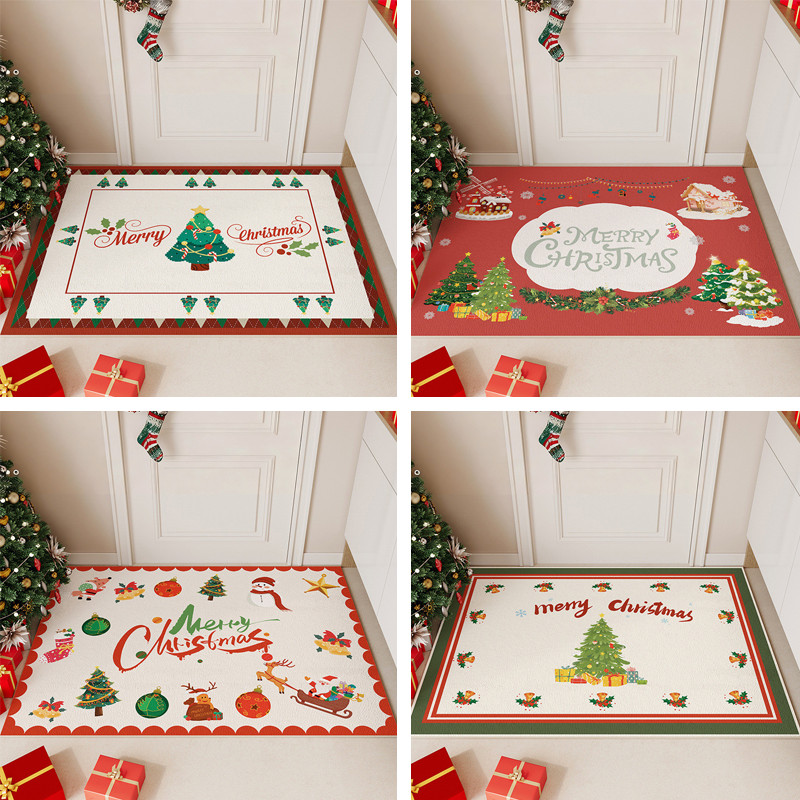 พรมเช็ดเท้า คริสต์มาส ขนาด 40X60CM ตกแต่งสวยงาม แห้งรวดเร็ว ทำความสะอาดง่าย ปลอดภัยใช้งานได้ทุกพื้นที่