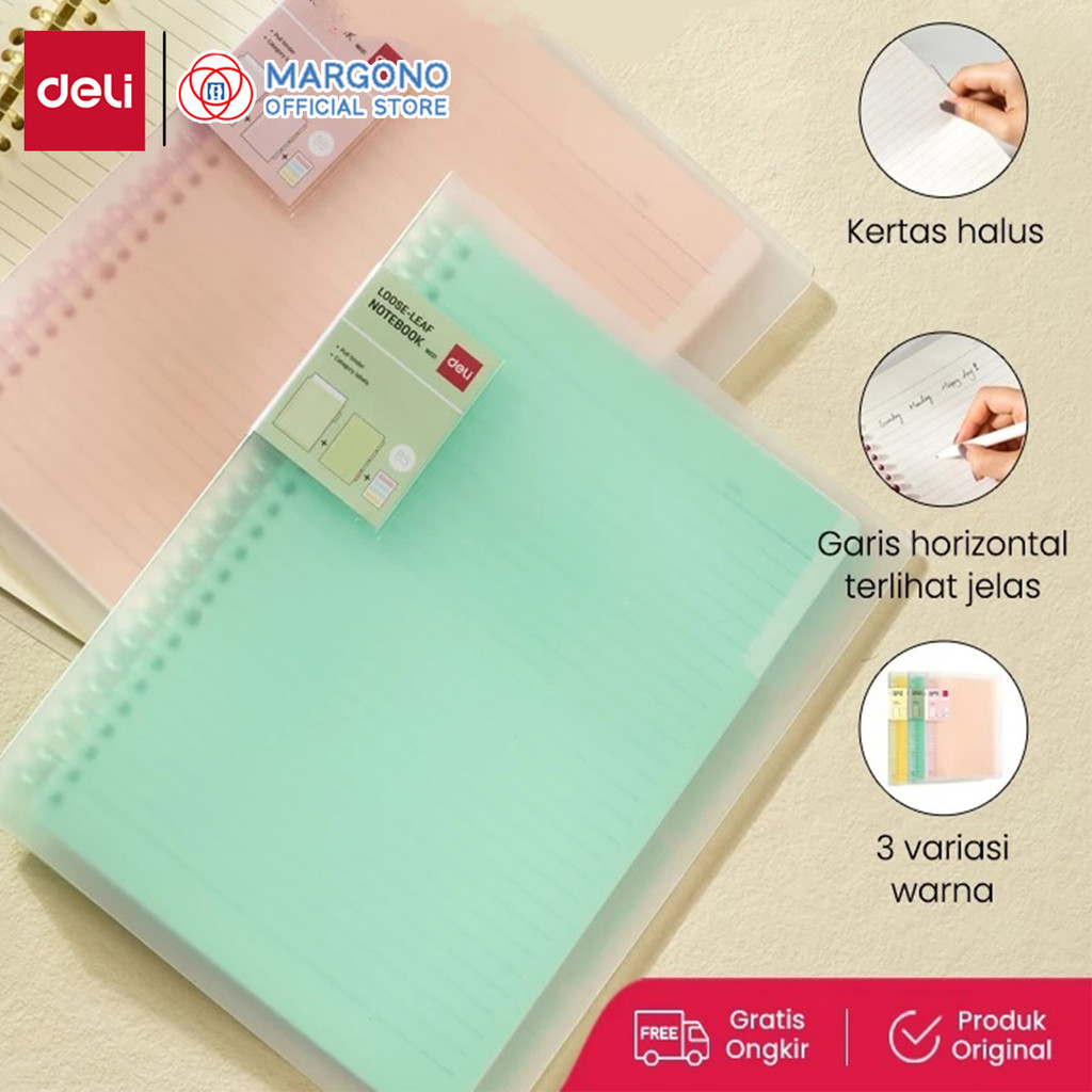 Deli Notebook Binder / สมุดโน๊ตใบหลวม A5 / B5 60 หน้า EN021 EN203