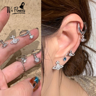 ต่างหูเงิน 925 เงินแท้พร้อมคริสตัลดีไซน์ดาวเสาร์สำหรับผู้หญิ…