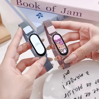 สายรัดแม่เหล็ก Milanese Loop for Xiaomi Mi Band 10 9 8 NFC สายรัดสแตนเลส สายรัดข้อมือเปลี่ยน for Miband 10 9 8