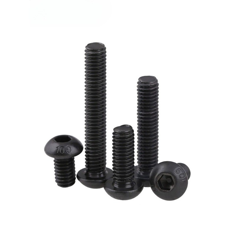 น็อต สกรู หัวจมกลม สีดำ เกรด 10.9 เกลียวมิล หยาบ M1.6-M5 / Button Head Hexagon Socket Machine Screw 1/4, 1/8, 3/16, 3/8, 5/16, 5/32 HN-MB-1 - รูปที่ 3