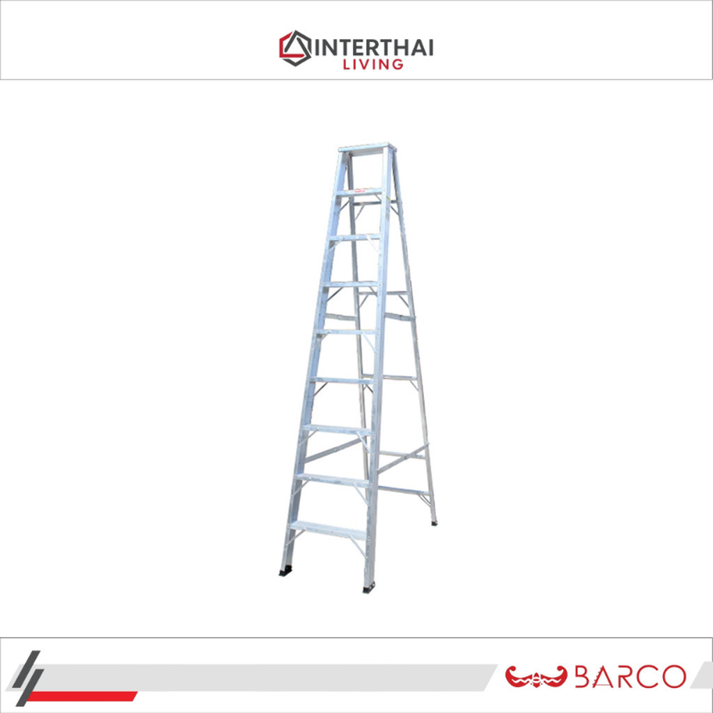 BARCO บันไดอลูมิเนียมทรงเอ ขึ้นทางเดียว 9 ขั้น 2.7 ม.