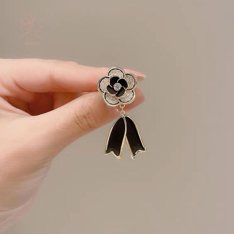 [maybeauty] เข็มกลัดลายดอก_camellia_.Ribbon_Pin เครื่องประดับแฟชั่นสำหรับเสื้อกันหนาว