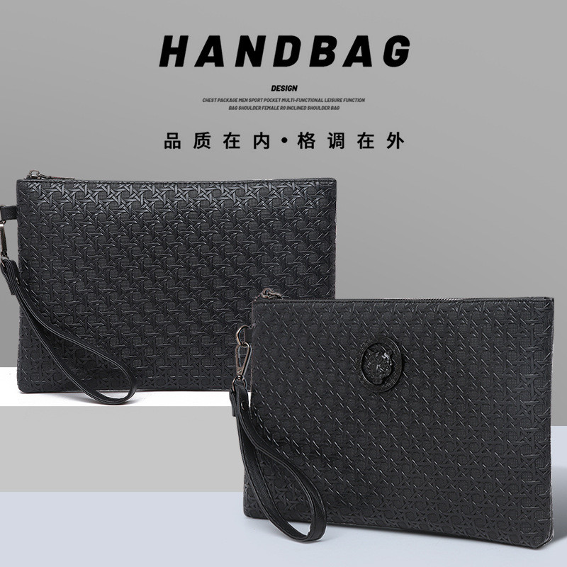 Simple Business Mens Bag Texture Commuter Casual Clutch Bag Multi-Layer Storage Large-ความจุ Hand-Ca