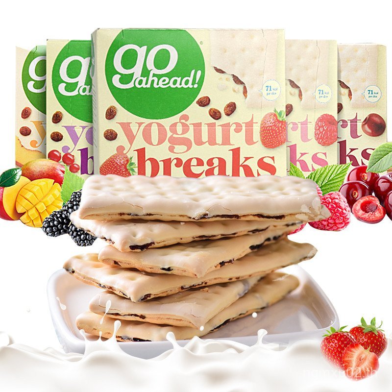 C6FS READY STOCK UK Go ahead Milk Sandwich Biscuits ผลไม้นําเข้าเคลือบสตรอเบอร์รี่ชีสบิสกิต Influenc