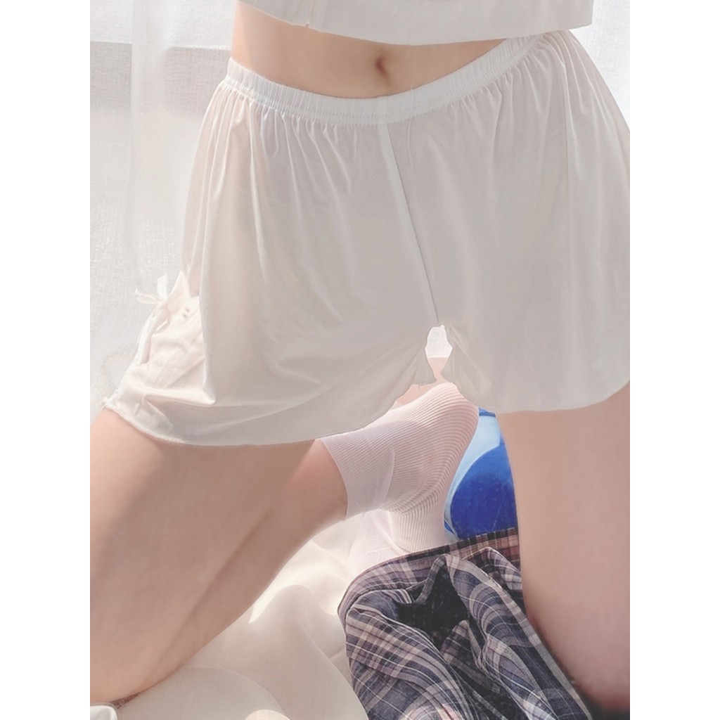 กางเกงซับใน กางเกงในกันโป๊ Jk Thin Ice Silk Cool lolita White Safety Pants