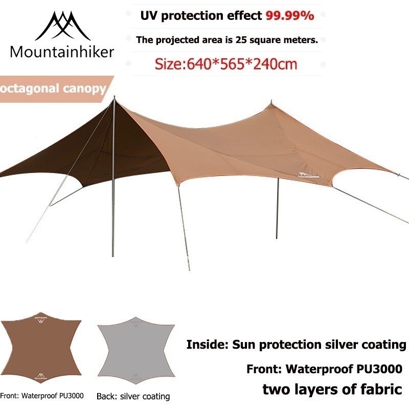 SG ️Ready stock️ MOUNTAINHIKER Muya Canopy/Canopy/Tarp 15 Persons Silver Plated Camping Tarp Awning 