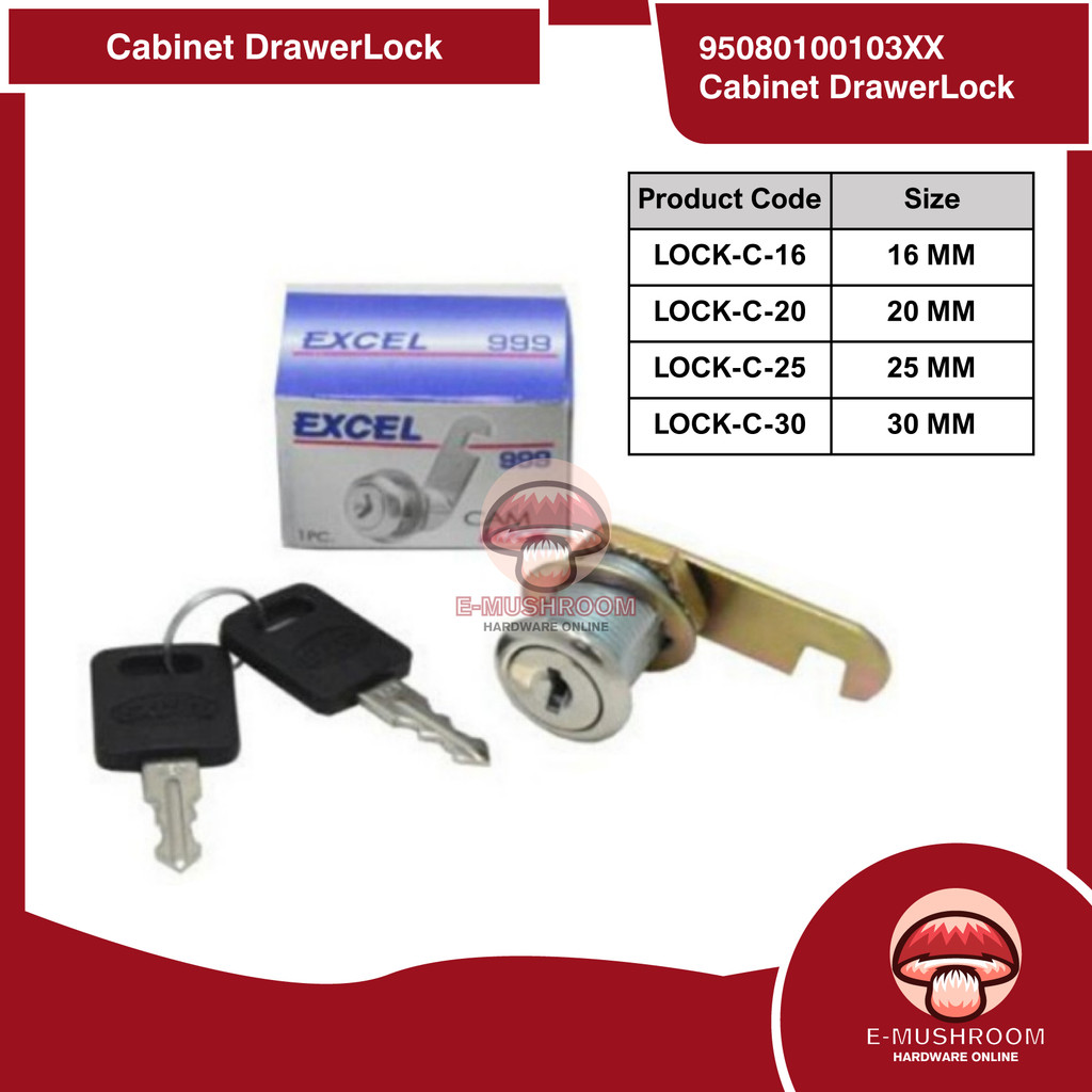 Excel 999 Cam Lock ตู้ลิ้นชัก (16mm / 20mm / 25mm / 30mm) – เฟอร์นิเจอร์และล็อคตู้