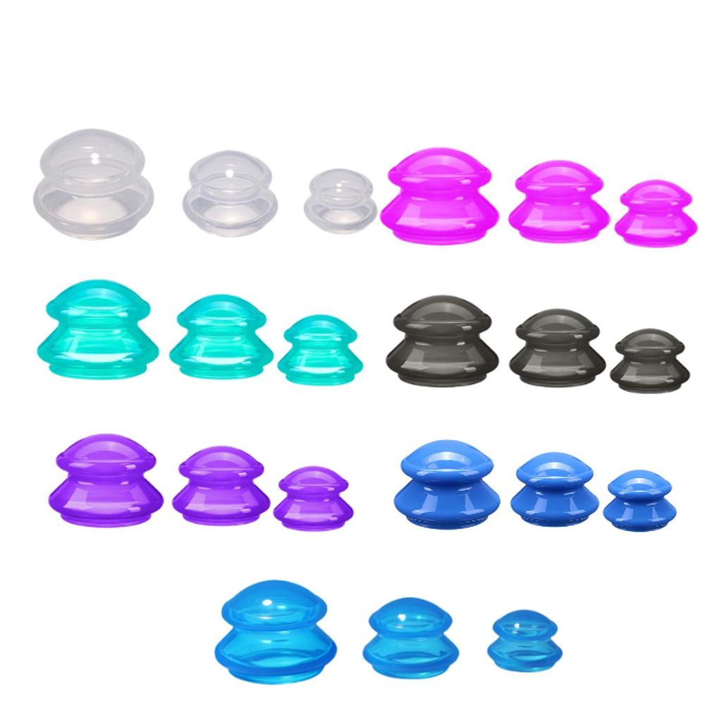 [guupcw] 3 ชิ้นถ้วยนวดจีน Professional Vacuum Cupping Anti Cellulite Massager ถ้วยสําหรับ Body Relaxation นวด Face