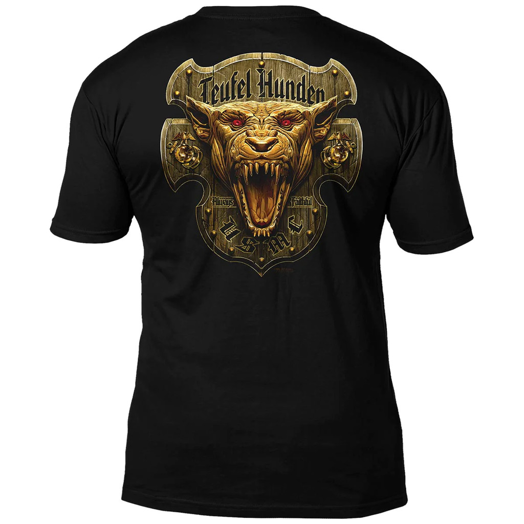 USMC Devil Dog Military Tee Tactical Short Sleeve Shirt Mens Cotton Top