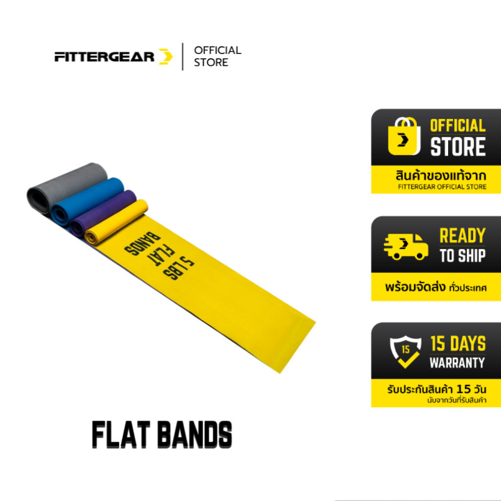 FITTERGEAR : FLAT BANDS ยางยืดแรงต้าน ออกกำลังกาย สำหรับโยคะและฟิตเนส เสริมสร้างความแข็งแรง 4 ระดับ