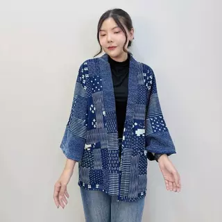 ฟรีไซส์ อก50 และ 56 นิ้ว เสื้อคลุมม่อฮ่อม แต่งสโตน สไตล์ล้านนา ใส่ได้ทั้ง ญ/ช