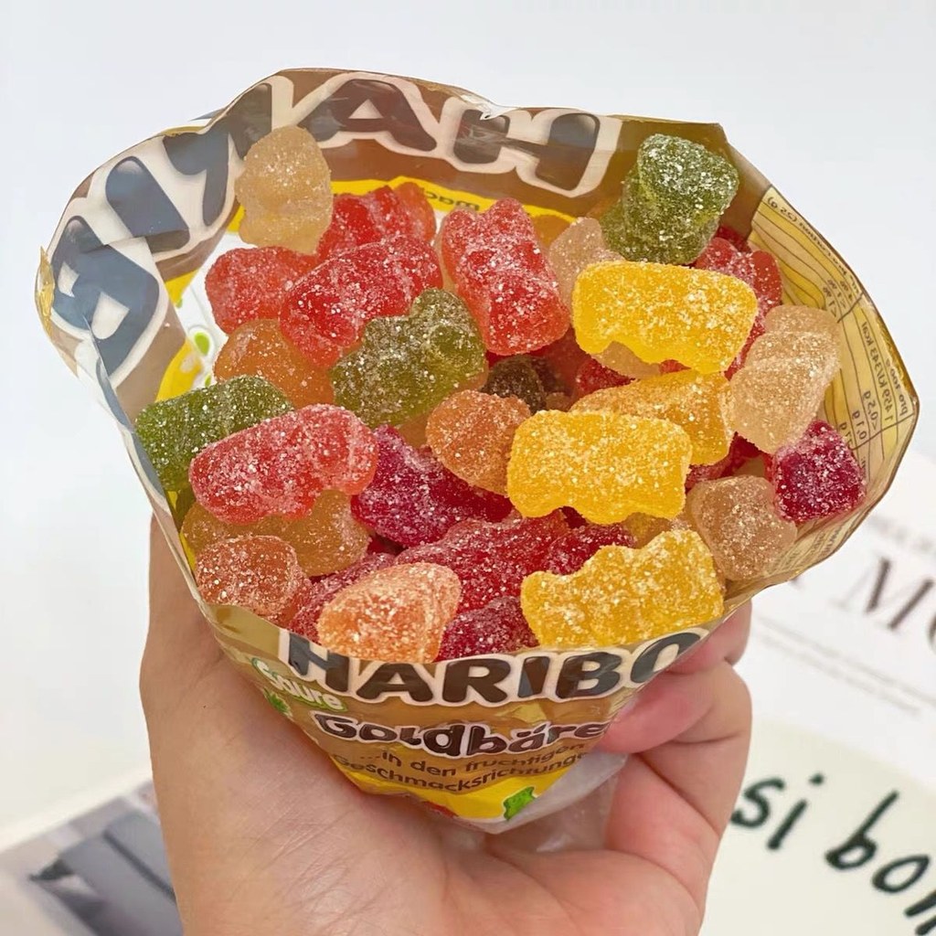 German haribo Gummy Bear Classic Sour Powder Gummy Candy Sweet Sour Tropical Fruit Flavour Golden Be