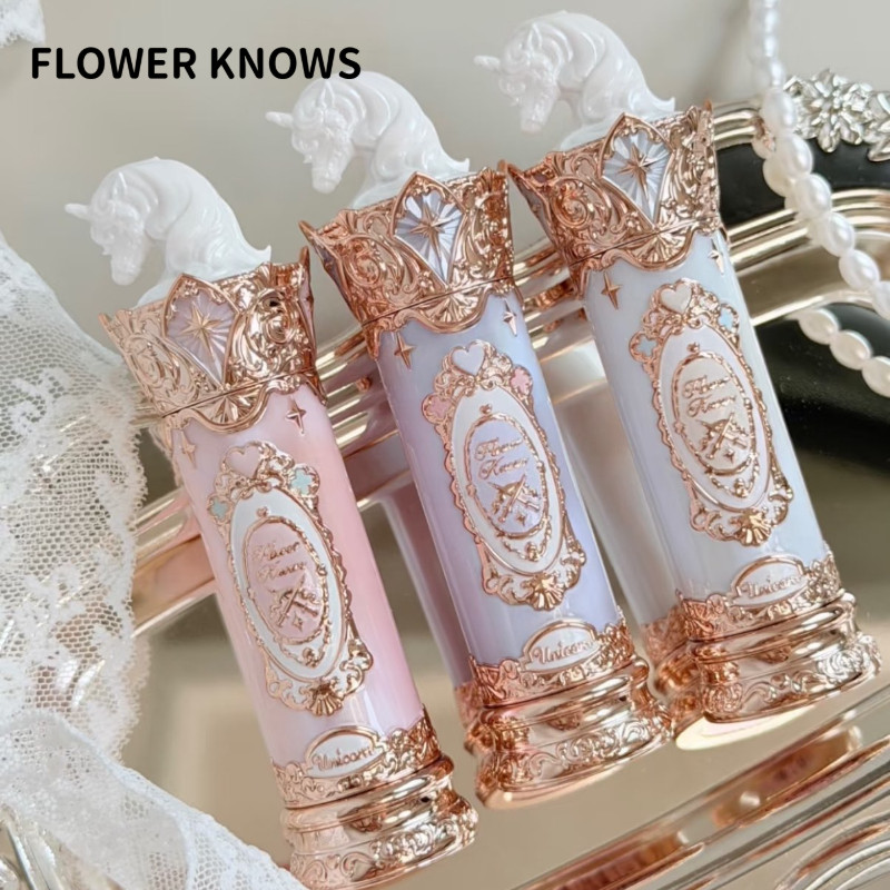 FLOWER KNOWS ลิปสติกอัศวินยูนิคอร์นกระจกแข็งลิปกลอสมอยซ์เจอร์ไรเซอร์ไม่เหนียวเหนอะหนะ
