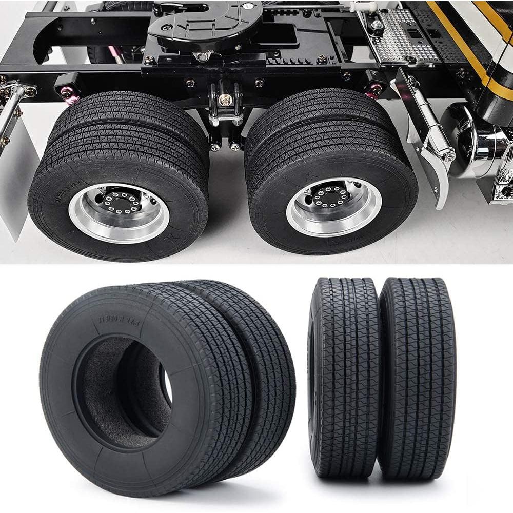 RC-Hub 4pcs RC ยาง 22 มม.ล้อยางสําหรับ 1/14 Tamiya รถแทรกเตอร์รถบรรทุกด้านหน้าด้านหลังล้อขอบ
