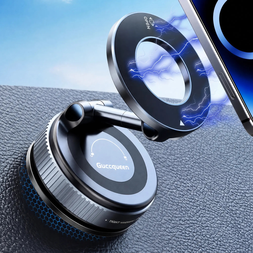 DealsForYouDaysGuccqueen2.0FoldableMagneticCarPhoneMount-20N52Magnets,VacuumSuctionCupพร้อมNano-Adhe