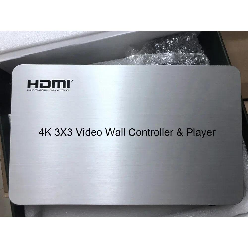 4K 3x3 อัจฉริยะ Voice Video Wall Controller เครื่องเล่น USB พร้อม AI Audio HDMI Video Processor Mult