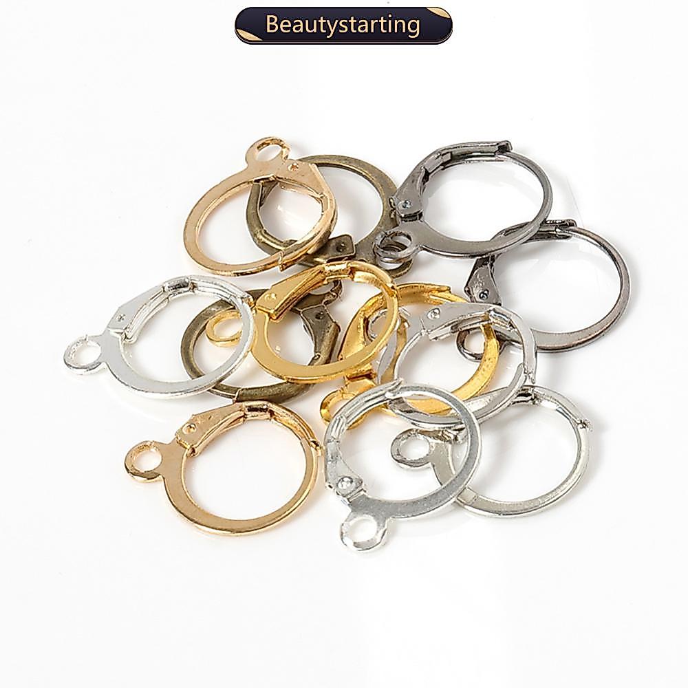 BEAUTYSTARTING 50 ชิ้นหู Hook Gold Silver Plated Iron Lever กลับต่างหูตะขอสําหรับ DIY ต่างหูเครื่องป