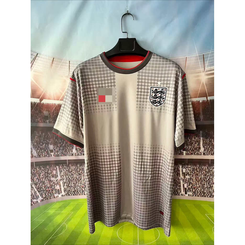 Fan edition 2627 England pre match สีเทาชุดฝึกเสื้อฟุตบอลเสื้อยืดแขนสั้น S-4XL