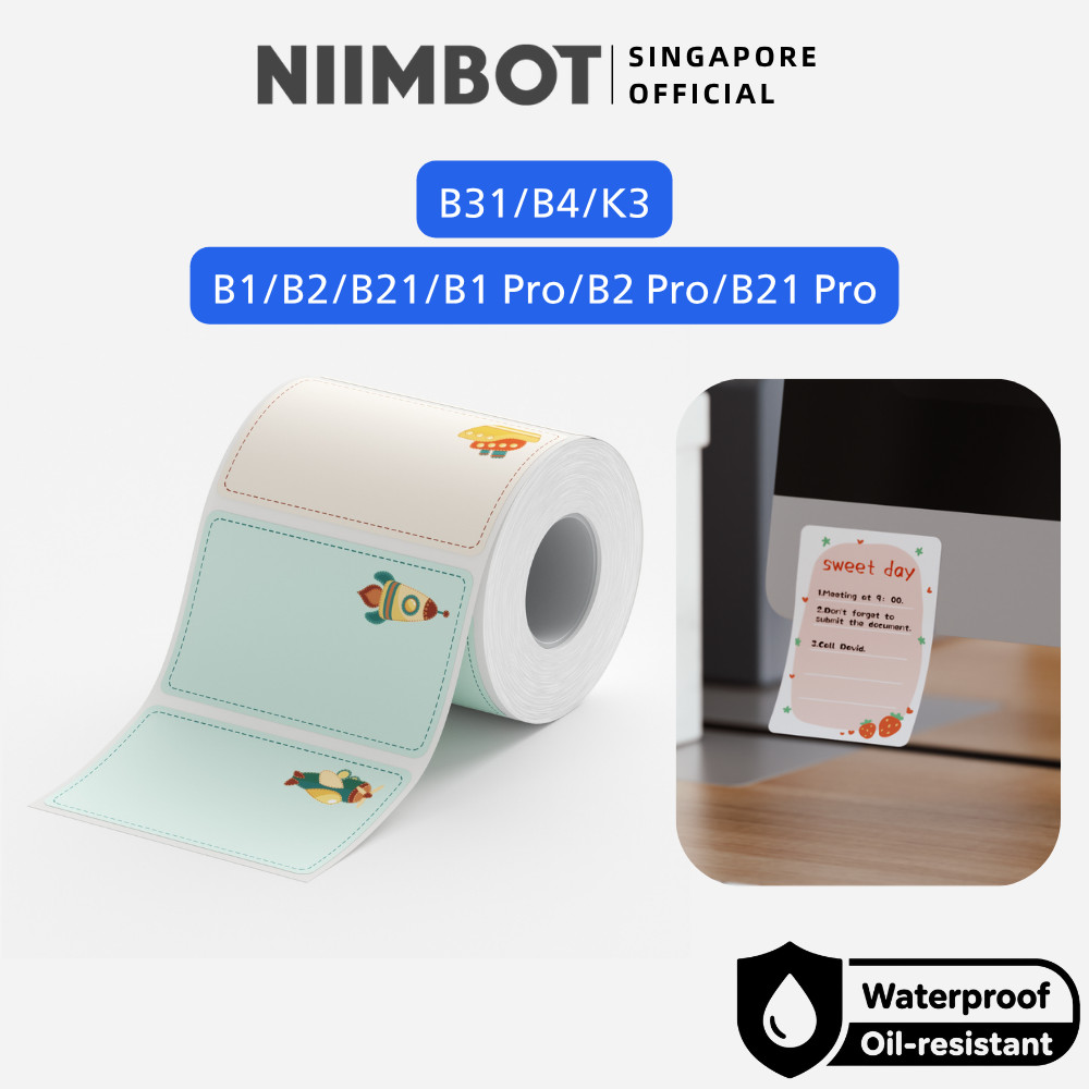 NIIMBOT การ์ตูนสติกเกอร์ฉลากสําหรับ B1 B2 B21 B1 Pro B2 Pro B21 Pro B31 B4 ความร้อนกันน้ําน่ารักชื่อ