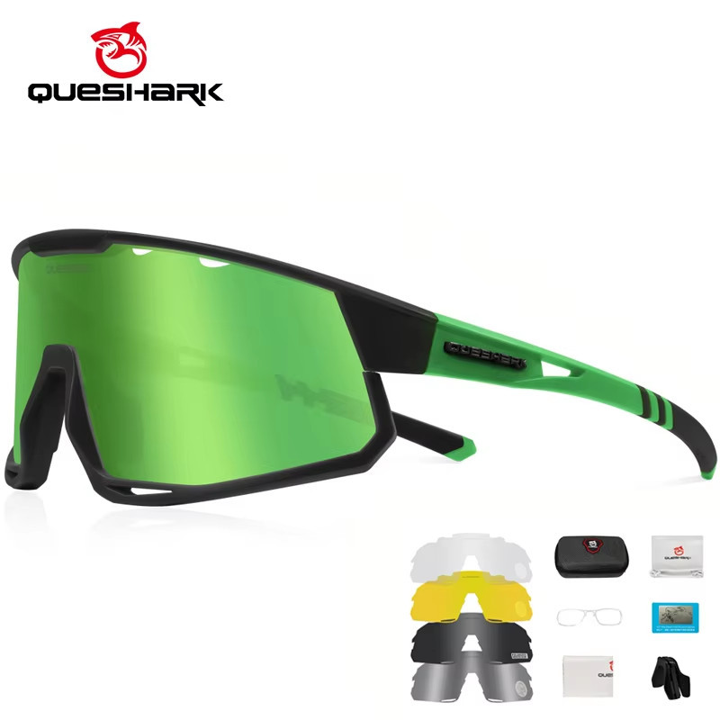 QUESHARK ผู้ชายผู้หญิง 3 เลนส์/เซ็ตโพลาไรซ์ขี่จักรยานแฟชั่นแว่นตากันแดด MTB จักรยานถนนแว่นตาขี่จักรย