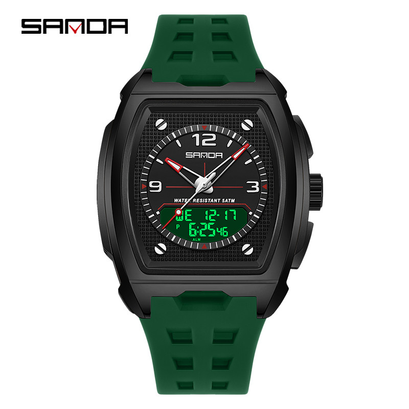 SANDA Dual Display นาฬิกากันน้ําสําหรับผู้ชายวัยรุ่นของขวัญวันเกิด 3 ครั้งกลับ Shool