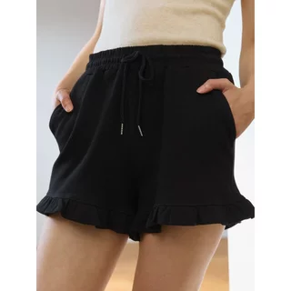 [Pomelo] กางเกงขาสั้นผ้าคอตตอนแต่งระบาย / Ruffle Hem Shorts