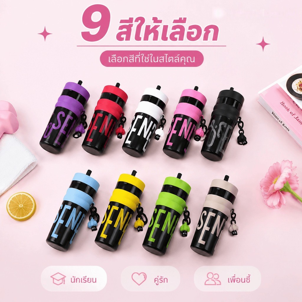 【สินค้าพร้อมส่ง】แก้วน้ำ แก้วพลาสติก ขนาด แบบหลอด 900 มล. รูปที่ 2