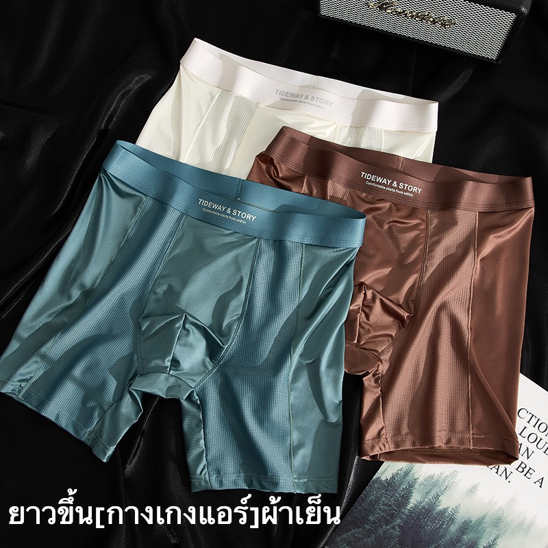 LEHAPPY กางเกงบ็อกเซอร์ผู้ชายระดับพรีเมียม ผ้าตาข่ายระบายอากาศได้ดี, ไร้ตะเข็บ, เนื้อผ้าเย็นสบาย, ป้องกันแบคทีเรีย, กางเกงในผู้ชายแบบพื้นฐานทรงยาว