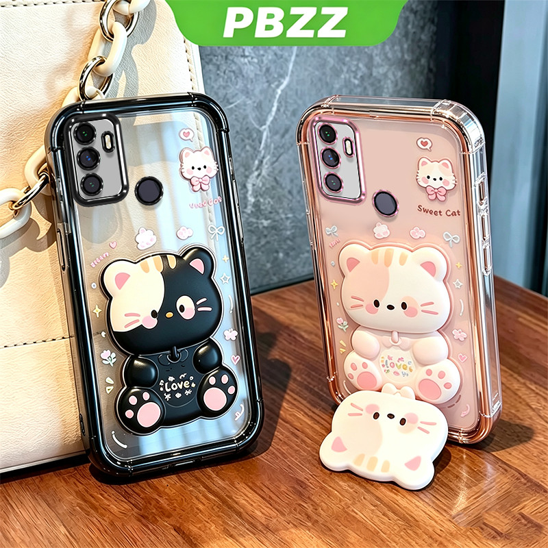 เคสสําหรับ OPPO A53 A53S A33 2020 เคสโทรศัพท์ Softcase ซิลิโคนกันกระแทกปกดีไซน์ใหม่ความงามพร้อมที่วางแมวน่ารักโปร่งใสสําหรับสาว SJMMZJ1