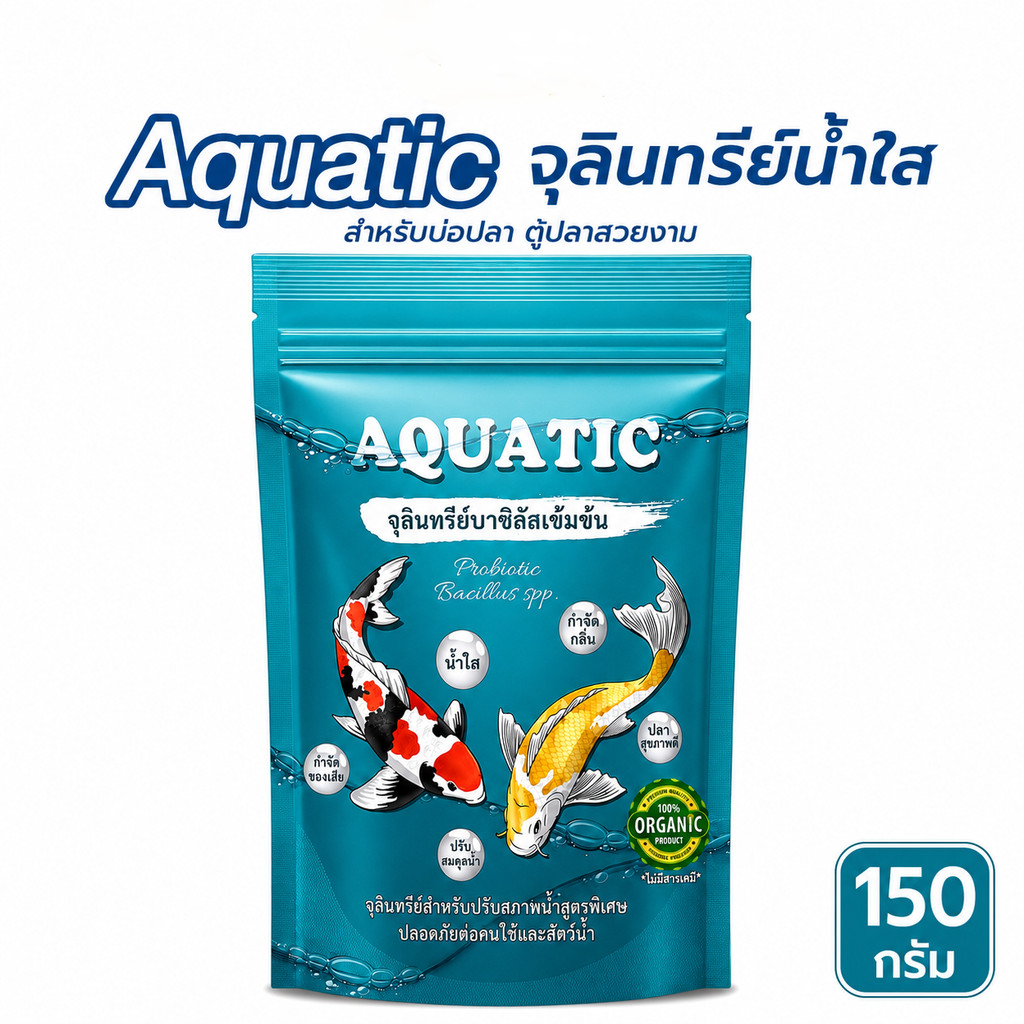 จุลินทรีย์น้ำใส Aquatic บ่อปลา ตู้ปลา ช่วยกำจัดตะกอนช่วยย่อยสลายของเสียในน้ำ ลดปัญหาน้ำเขียวขุ่น