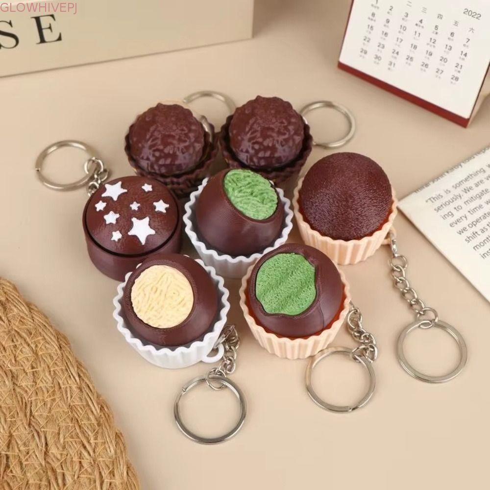 GLOWHIVEPJ Clicker Key Chain, Fidget จําลองช็อกโกแลตคีย์บอร์ดพวงกุญแจ, Calming พวงกุญแจ 3D พิมพ์ตลก Sensory Finger ปุ่มจี้เด็กผู้ใหญ่