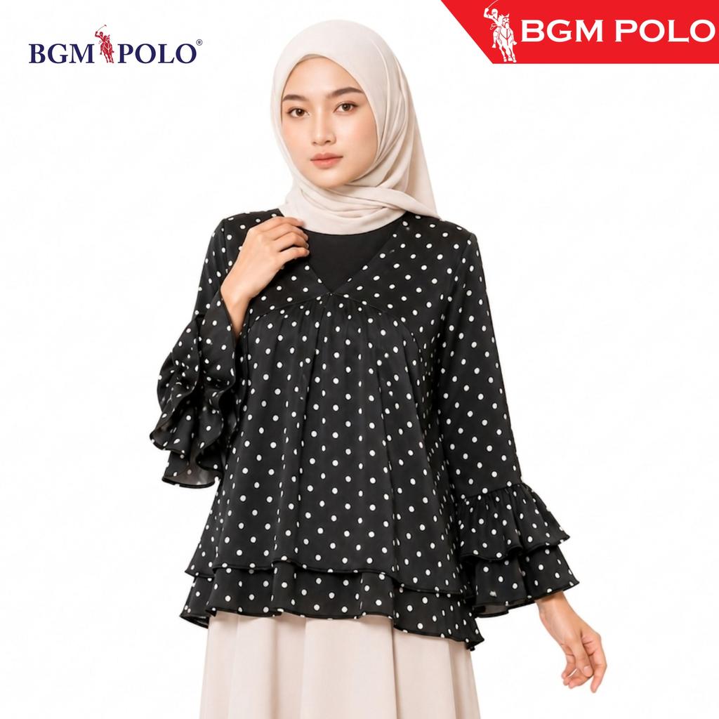 BGM POLO Aria เสื้อชีฟอง Polkadot-BP-BC511ZTMX-BPP เสื้อผ้า Baju Wanita เสื้อ