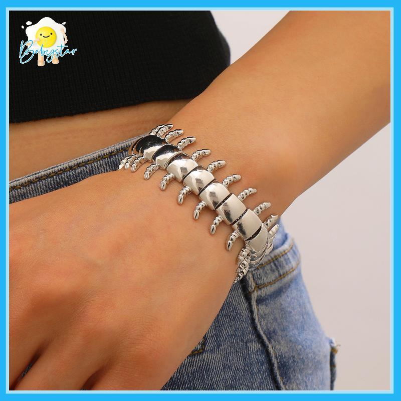 [Inthehot-t] Y2K Style Silver Centipede Bracelet ต่างหู 1 PC Creative Fashion Jewelry for Vacation R