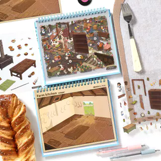 WEI 31 ชิ้น [Dreamy Town Series] สติ๊กเกอร์ภูมิทัศน์ Island Farm Camping Train Kitchen Journal เครื่องเขียนตกแต่ง