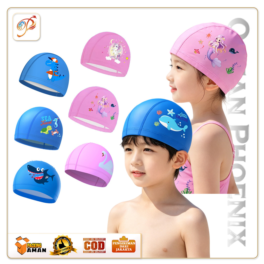 Ocean Phoenix - หมวกว่ายน้ําเด็กทุกขนาด Spander วัสดุ
