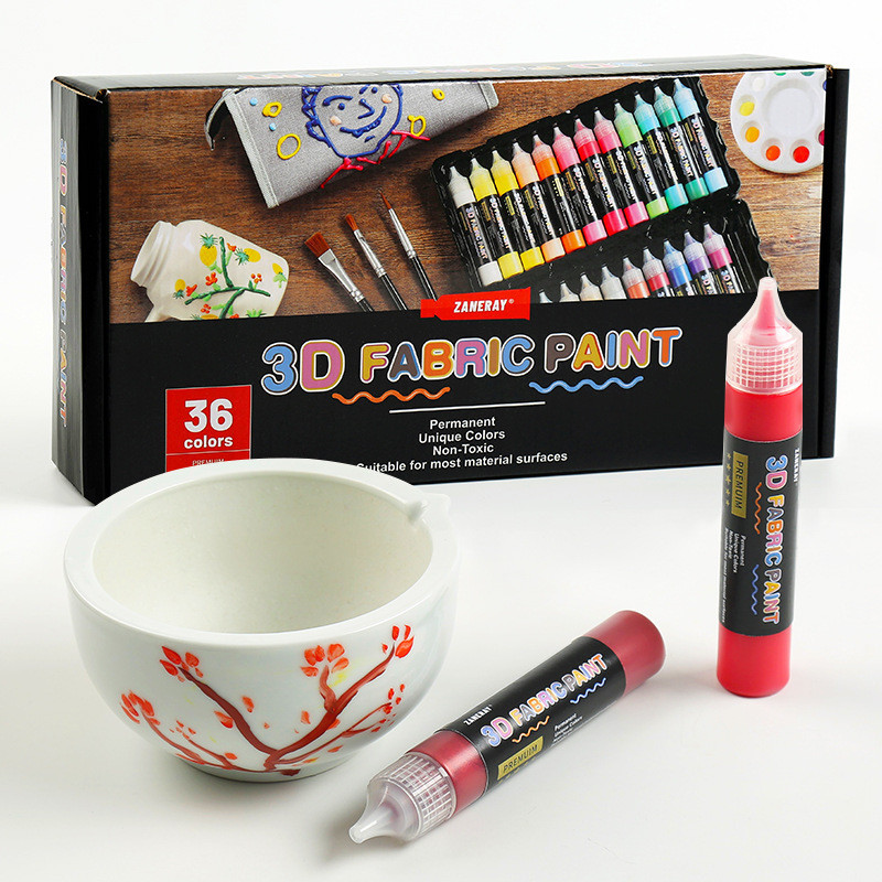 3D สามมิติสิ่งทอ Pigment 24 สี 36 สีอะคริลิคสีมือวาดชุด DIY Pigment [Y]