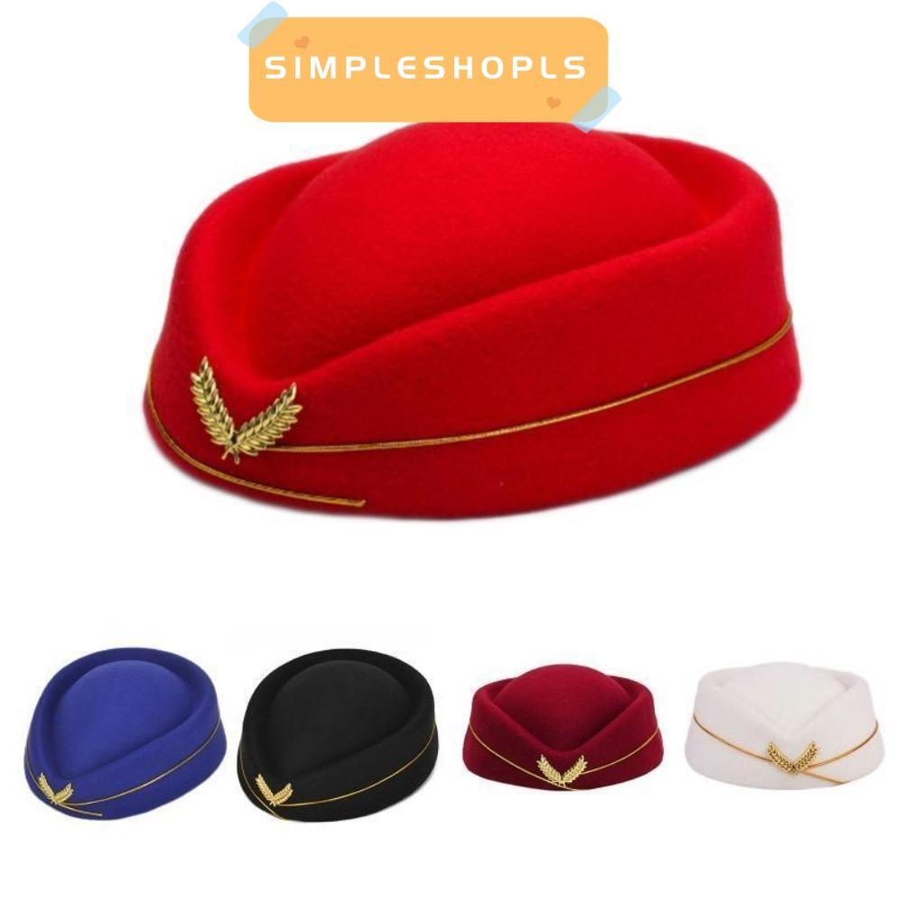 SIMPLESHOPLS Air Hostess หมวกประสิทธิภาพหมวกทํางานผู้หญิงเลดี้ปาร์ตี้หมวก