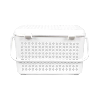 KASSA HOME ตะกร้าอเนกประสงค์ทรงเหลี่ยมพร้อมฝาปิดและหูหิ้ว Circle รุ่น SHC-2540 สีขาว
