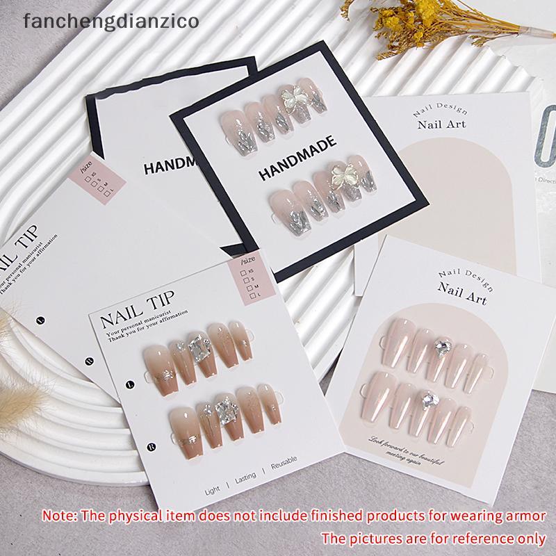 Fanchengdianzico 10 ชิ้นการ์ดแสดงเล็บสําหรับกดบนเล็บปลอมเล็บตัวอย่าง Salon Props AAg