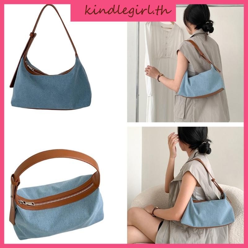 KING Women Underarm Bag Korean Style Armpit Bag Denims Shoulder Bag Aesthetic Handbag