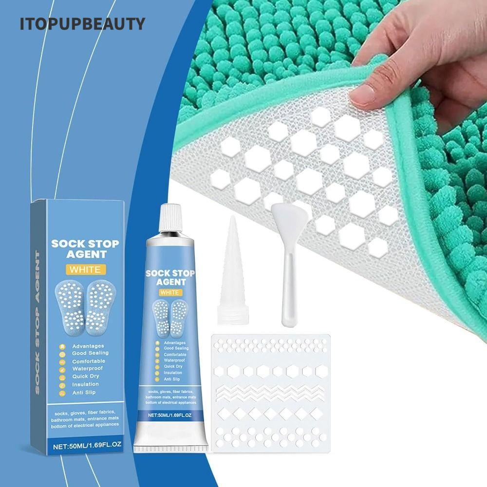 ITOPUPBEAUTY กาวกันลื่น, ตัวแทนหยุดถุงเท้า DIY แห้งเร็ว, อุปกรณ์งานฝีมือกันน้ําแบบใสสําหรับถุงเท้ากันลื่น