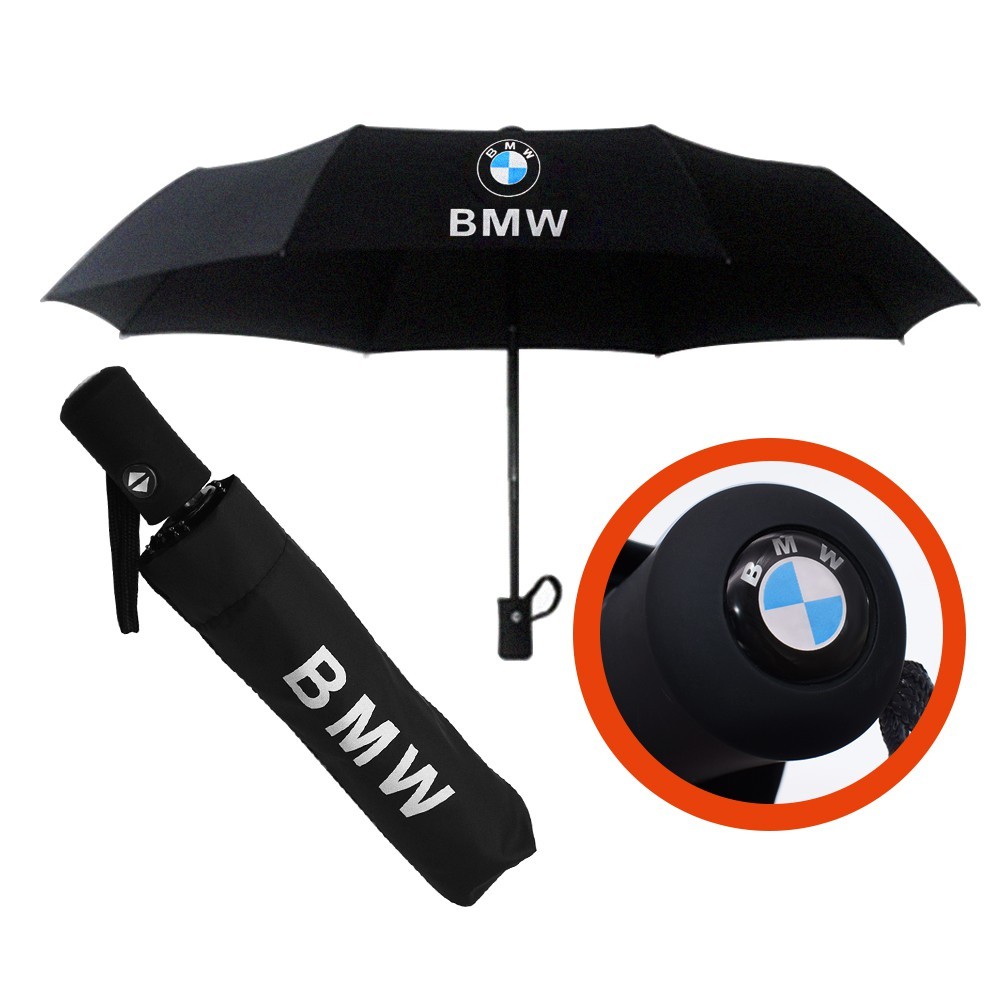 HZ BMW ด้ามสั้นร่มโฆษณาสีดําบริสุทธิ์ร่มพับอัตโนมัติเต็มรูปแบบ E90 E60 F30 F10 F15 E63 E64 E65 525I 