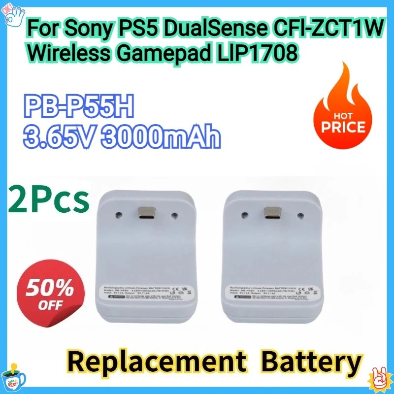 ใหม่เปลี่ยนแบตเตอรี่แบบชาร์จไฟได้ 3.65V 3000mAh PB-P55H สําหรับ Sony PS5 DualSense CFI-ZCT1W ไร้สาย 