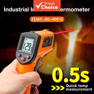 เครื่องวัดอุณหภูมิอินฟราเรดดิจิตอล หนึ่ง ชิ้นส่วน -50~400°C เครื่องวัดอุณหภูมิแบบไม่สัมผัสพร้อมจอแสดงผลเลเซอร์เล็งและเรืองแสงสําหรับอุตสาหกรรมและใช้ในบ้าน