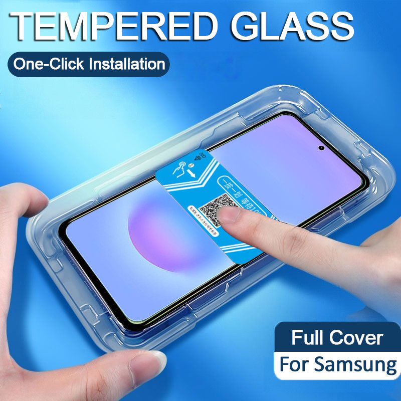 ฟิล์มกระจก Samsung เต็มจอ การจัดตำแหน่งอัตโนมัติ สำหรับ Galaxy A17 A37 A57 A27 A07 A56 A36 A55 A26 A16 A35 A06 A15 A25 A05s A14 A34 A54 A24 A13 A23 A31 A51 A73 A72 A53 A52 A32 S25 S24 S23 S20 FE A30s A20 A50s 5G