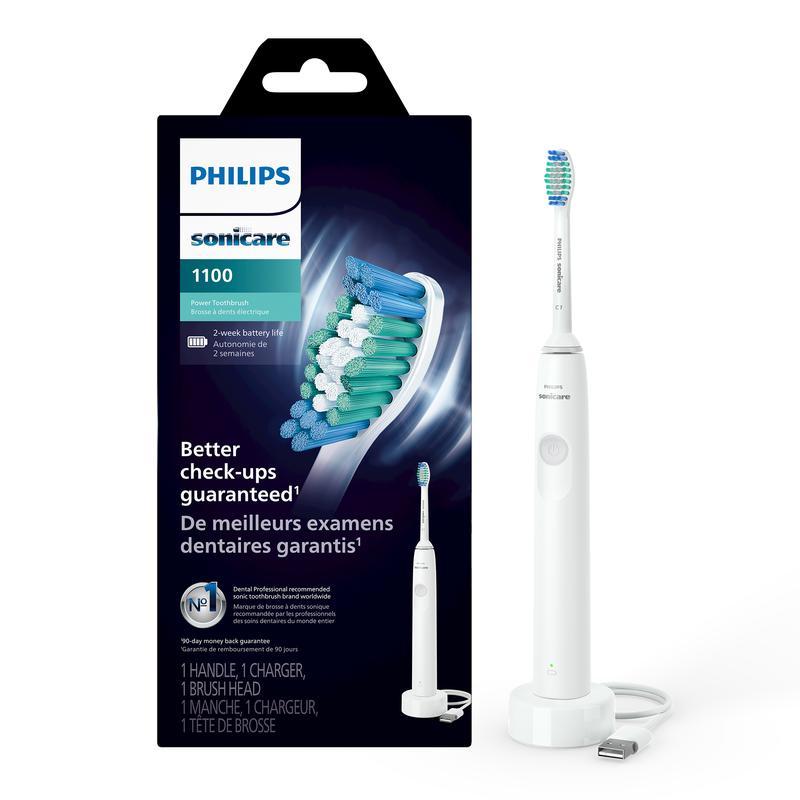 แปรงสีฟันไฟฟ้า Philips Sonicare 1100, แปรงสีฟันไฟฟ้าแบบชาร์จไฟได้, สีขาวเทา HX3641/02 Daily Oral Cle